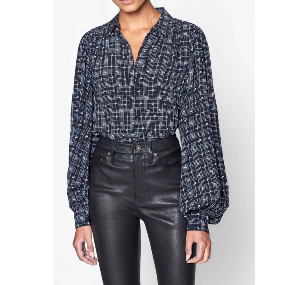 EQUIPMENT x Tabitha Simmons Marcilly Floral Plaid Printed Blouse